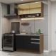 Cozinha Compacta Madesa Glamy 120002 com Armário e Balcão (Sem Tampo e Pia) - Rustic/Preto
