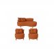Conjunto 2 Poltronas + Sofá Curvo Orgânico Veludo Terracota - Montanaris Decor