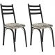 Kit 2 Cadeiras para Cozinha Tubular D-13 Nara de Aço Preto/Cedro