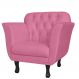 Poltrona Decorativa Helena Pés Luis XV Suede Rosa - DS Estofados