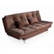 Sofá-Cama 3 Lugares Casal Versátil Veludo Liso Marrom