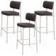 Kit 03 Banquetas Alta Bar Cozinha Sala De Jantar Aço Branco Kaira C01 Linho Preto - Lyam Decor