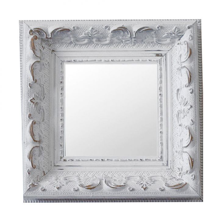 Espelho Moldura Rococó Raso 16166 Branco Patina Art Shop