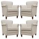 Kit 04 Poltronas Decorativas Sala de Estar Brunei Pés Madeira Couro Off White G58 - Gran Belo