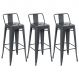 Kit 3 banquetas altas Iron Tolix com encosto 76 cm Cinza Escuro