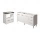 Cozinha Balcão Armário Gabinete de Pia 150 cm Deise e Balcão Evelyn para Fogão Cooktop 5 Bocas Branco