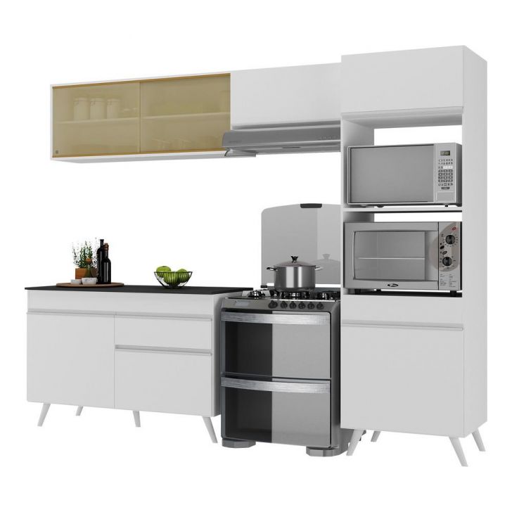 Armário de Cozinha Compacta 252cm Veneza Multimóveis V3692 Branco