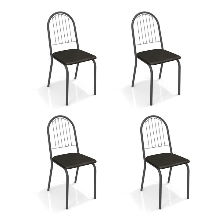 Conjunto com 4 Cadeiras de Cozinha Noruega Preto