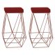 Kit 2 Banqueta Decorativa Kathy Base Bronze Veludo Vermelho G41 - Gran Belo