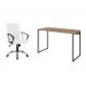 Conjunto de Mesa Studio Carvalho 120 cm com Cadeira de Escritório Diretor Giratória Oslo Branca