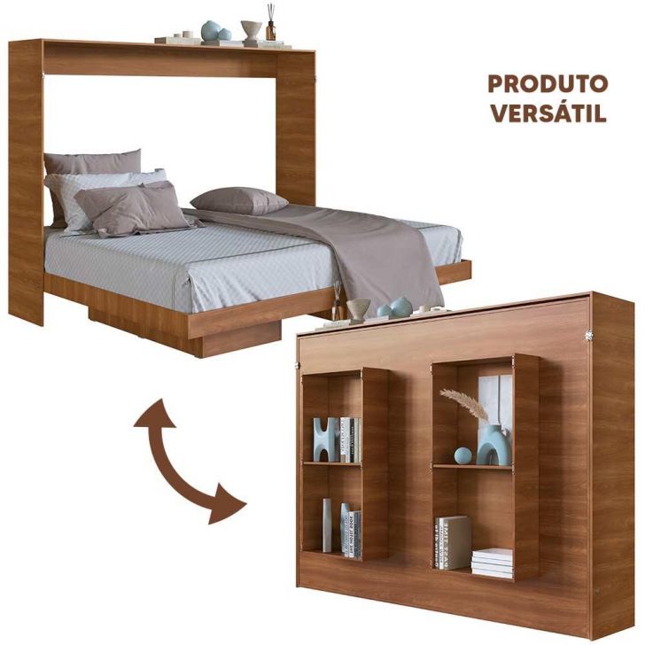 Cama De Parede Casal Nogal Caim Shop Jm