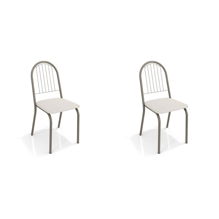 Conjunto com 2 Cadeiras Noruega Nickel e Branco
