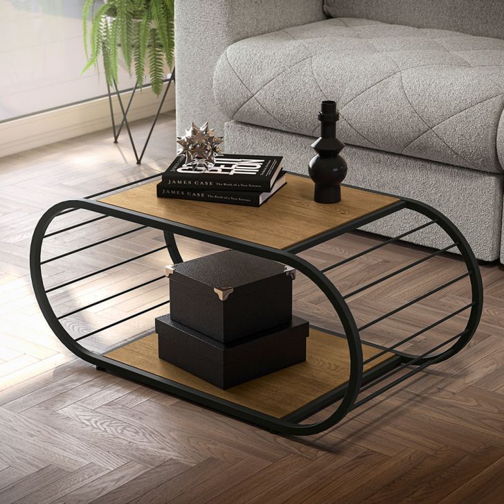 Mesa de Centro Industrial Tuni Freijó e Preta