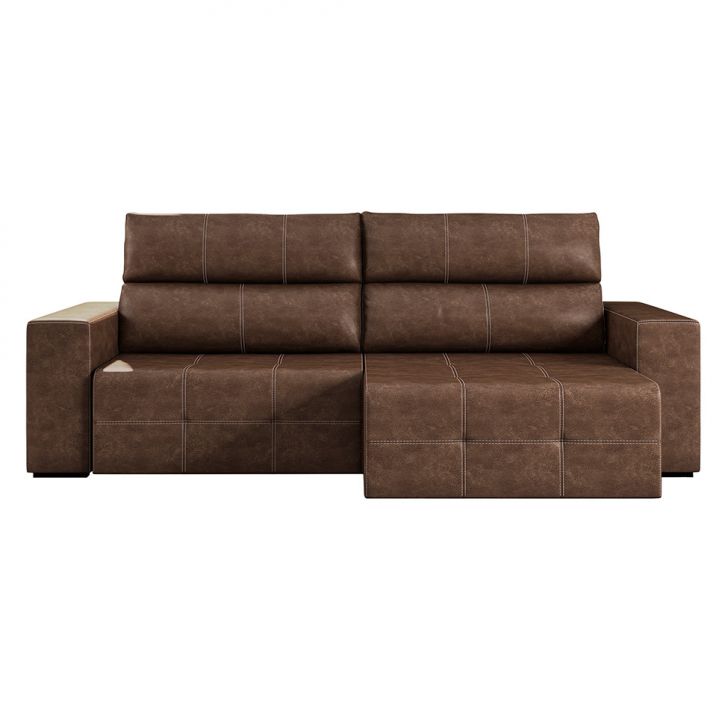 Image of Sofá 3 Lugares Retrátil E Reclinável Roma Couro Mel 204 Cm PLA-MO895UP30HENMOB