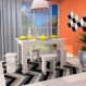 Conjunto de Mesa de Cozinha com 4 Bancos | Banquetas Regina Branco 120 cm