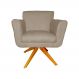 Poltrona Decorativa Isabela em Tressê Pés Madeira Giratório Suede Capuccino - DS Estofados