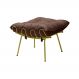 Puff Decorativo Sala de Estar Abel Pés Dourado Suede Marrom G41 - Gran Belo