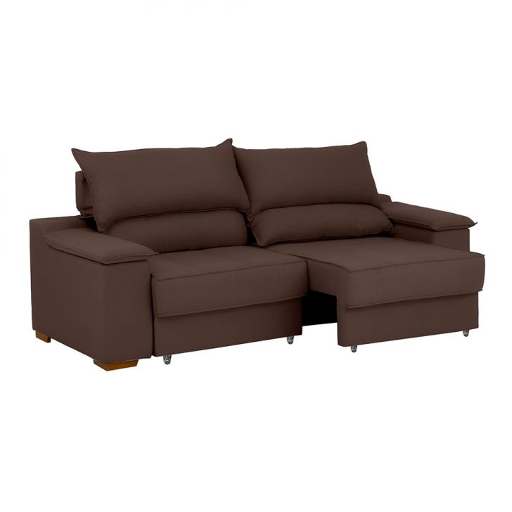 Sofá 3 Lugares Retrátil E Reclinável Baris Com Usb Suede Marrom 230 Cm