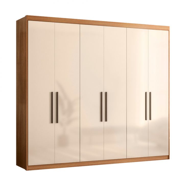 Guarda-roupa Casal Venice Com Prateleiras 6 Portas 2 Gavetas Amêndola E Off White