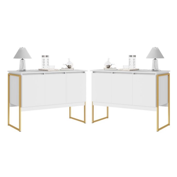 Jogo de Buffets Modernos Verona Branco Dourado