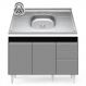 Balcão Gabinete com Pia Inox 120cm Michigan Preto/Cinza - Lumil