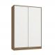 Guarda-Roupa Solteiro Adrina 2 Portas 2 Gavetas Nogueira e Branco