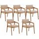 Kit 05 Cadeiras Para Sala de Jantar Estar Living Giorgia L02 Suede Bege - Lyam Decor
