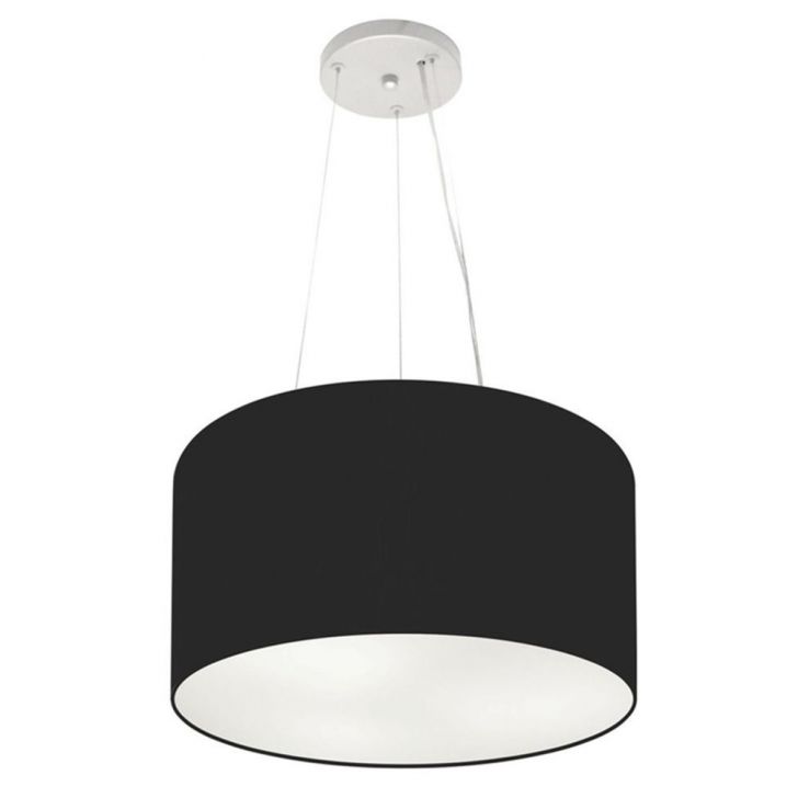 Pendente Cilíndrico Md-4182 Cúpula em Tecido 40x25cm Preto - Bivolt