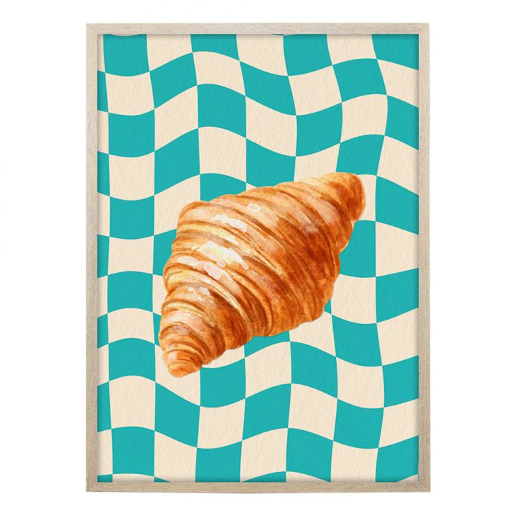 Quadro Cozinha Croissant com Vidro Colorido 40x60 cm