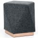 Puff Decorativo Para Sala de Estar Com Base Aço Ametista D02 Linho Chumbo D-469 - Lyam Decor