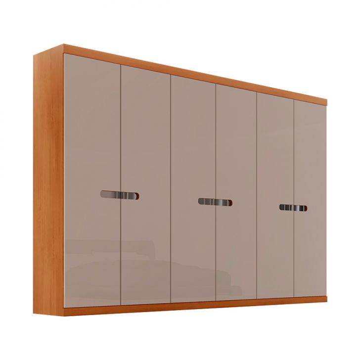 Guarda-roupa Casal 100% Mdf Spazio 6 Portas 6 Gavetas Naturale E Off White