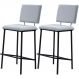 Kit 2 Banquetas Alta Base Em Aço Preto F109 Linho Gelo Dmobiliario