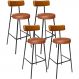 Kit 04 Banquetas Alta Bar Cozinha Sala De Jantar Milão L02 Couríssimo Whisky Camel - Lyam Decor