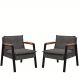 Kit 2 Poltrona Fortaleza Veludo Cinza Base em Metal Preto