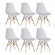 Kit 6 cadeiras Charles Eames Eiffel DSW com pés de madeira clara Cinza claro