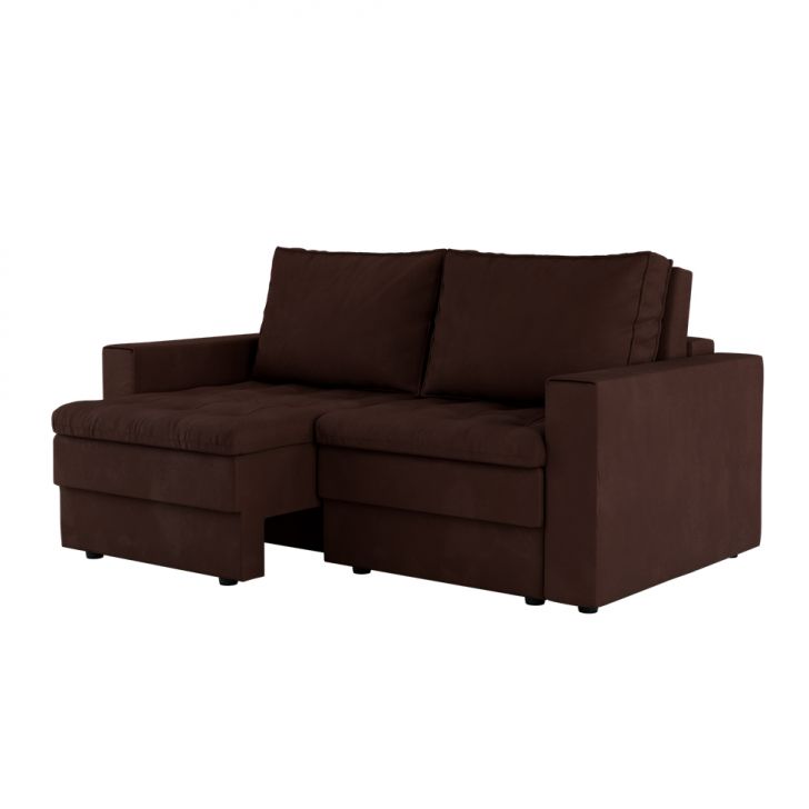 Sofá 3 Lugares Retrátil Berna Suede Marrom 180 Cm