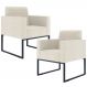 Kit 02 Poltronas Decorativas Sala e Recepção Base Fixa Metal Helô L02 Linho Champagne - Lyam Decor