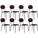 Kit 08 Cadeiras Estofada Para Sala de Jantar Azuri Preto C01 Courino Café - Lyam Decor