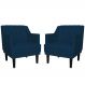 Kit 02 Poltronas Decorativas Clássica Pés Trapézio Suede Azul Marinho - DS Estofados