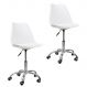 Kit 2 Cadeiras Office Base Cromada Com Rodizio Girat¢ria Saarinen Branco