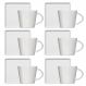 Jogo 6 Xícaras de Café 90ml em Porcelana com Píres Quadrado