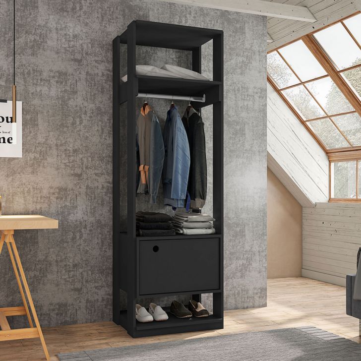 Guarda-roupa Closet Titan 1 Porta Preto