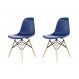 Conjunto com 2 Cadeiras Eames DSW Azul e Madeira
