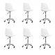 Kit 06 Cadeiras Office Base Cromada Giratória Saarinen - Branco