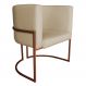 Poltrona Decorativa Luana Base Bronze PU Bege - Montanaris Decor