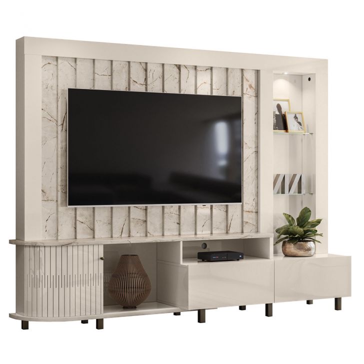 Estante Painel Para TV 70 Pol 242cm Le Gard Z10 Off/Calacata - Mpozenato