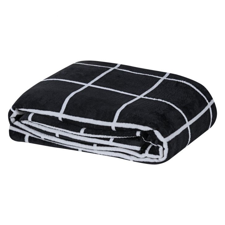 Manta Solteiro Austin Flannel Microfibra 1 Peça - Preto