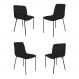 Conjunto 4 Cadeiras Malu Linho Preto Metal Preto