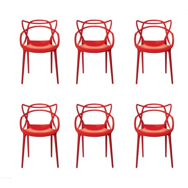 Conjunto De 6 Cadeiras Allegra Vermelha