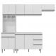 Cozinha Modulada 5 Peças com Tampo 241cm 10 Portas 4 Gavetas Andréia Branco - AJL Móveis